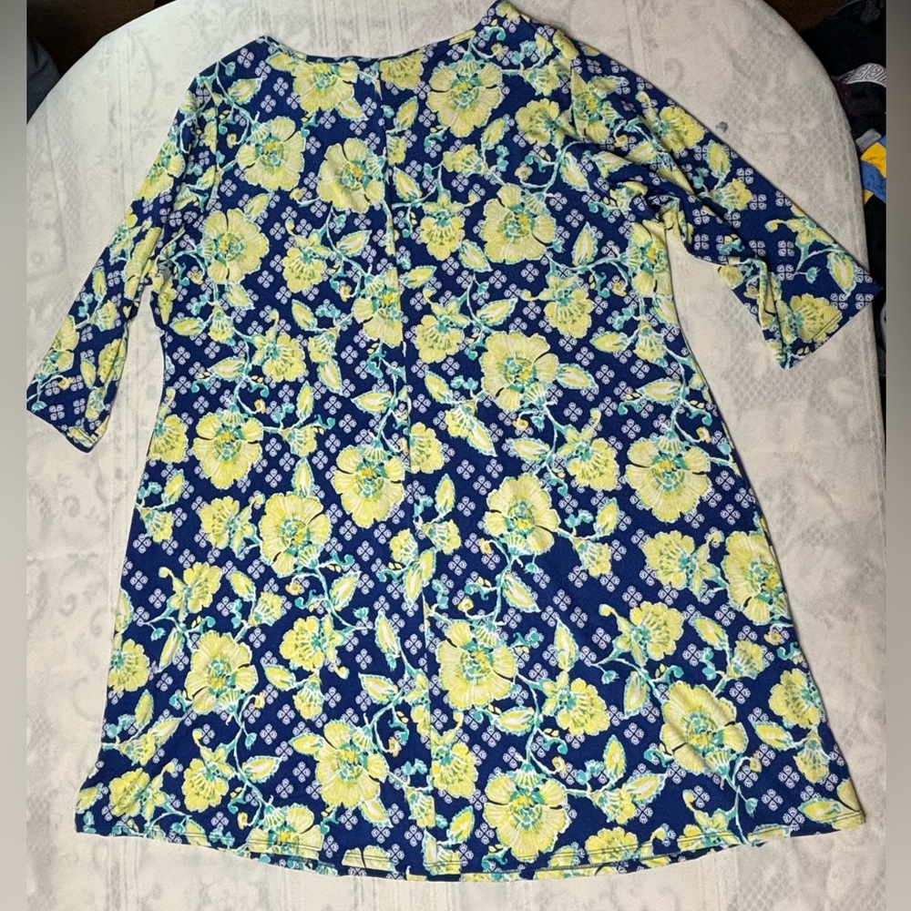 Ruby Rd 2X Women’s blue and yellow dress. Bright bold colors